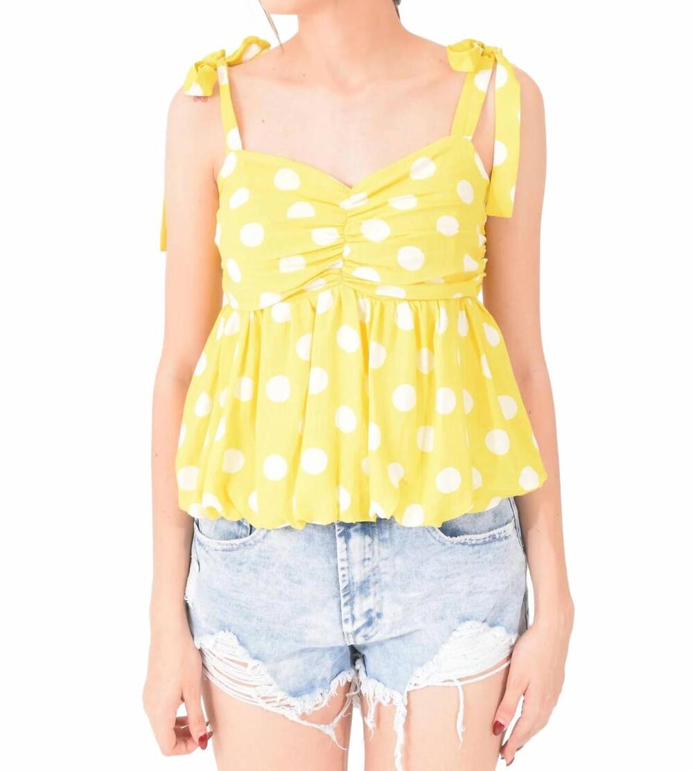 NEW WISHLIST elizabeth polka dot peplum top in yellow
